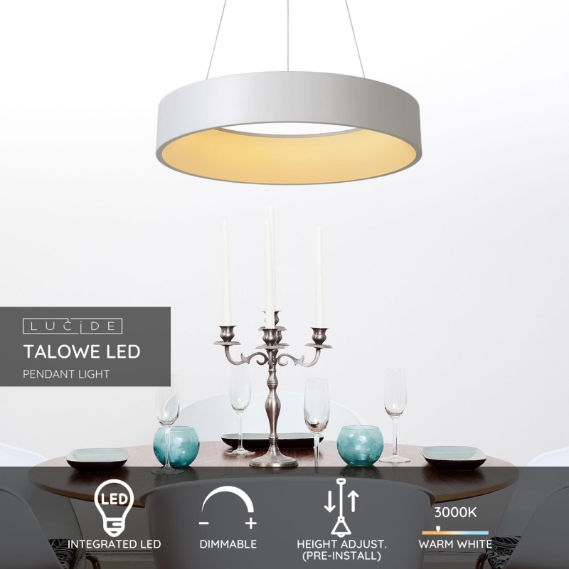 Lucide TALOWE LED - Závesné svietidlo - Ø 60 cm - LED Rozm. - 1x39W 3000K - Biela